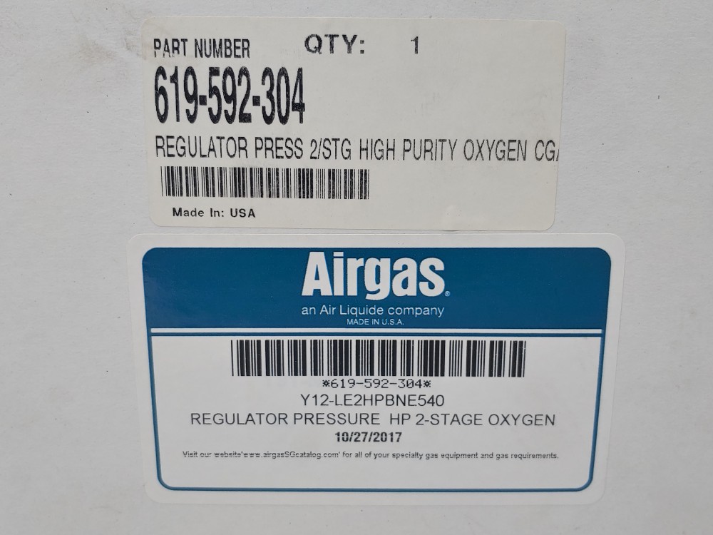 Airgas 2-Stage High Purity Oxygen Pressure Regulator Y12-LE2HPBNE540, 3500 PSI