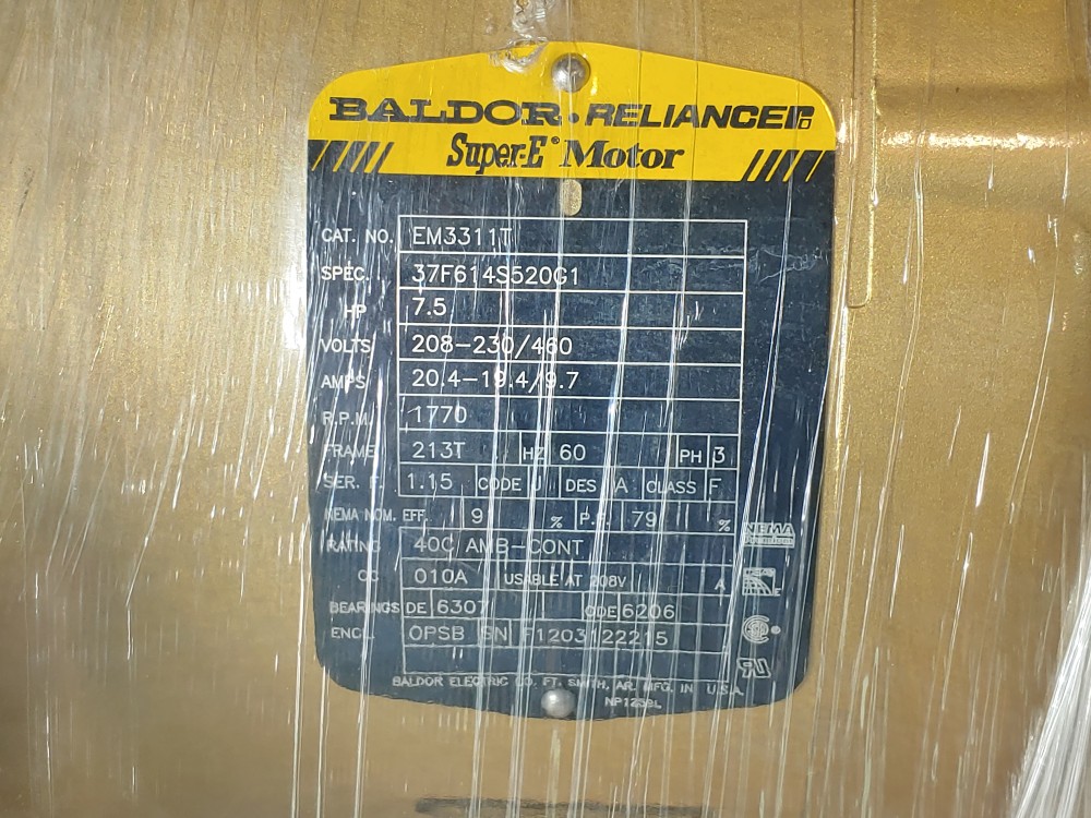 Baldor 7.5HP, 1770RPM, 3PH, 60HZ, 213T General Purpose Electric Motor