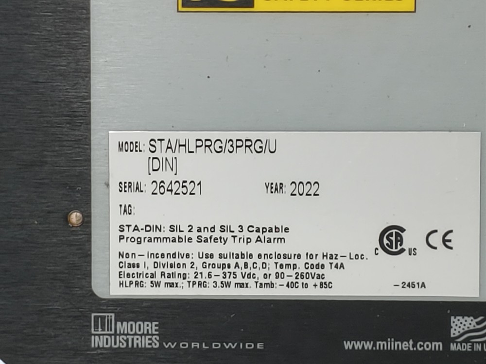 Moore Industries FS Series Programmable Safety Trip Alarm STA/HLPRG ...