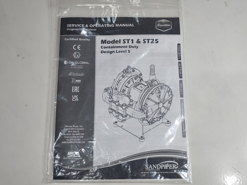 Sandpipe AODD ST1VL, DGNG5SS 1" Metallic Containment Duty Pump