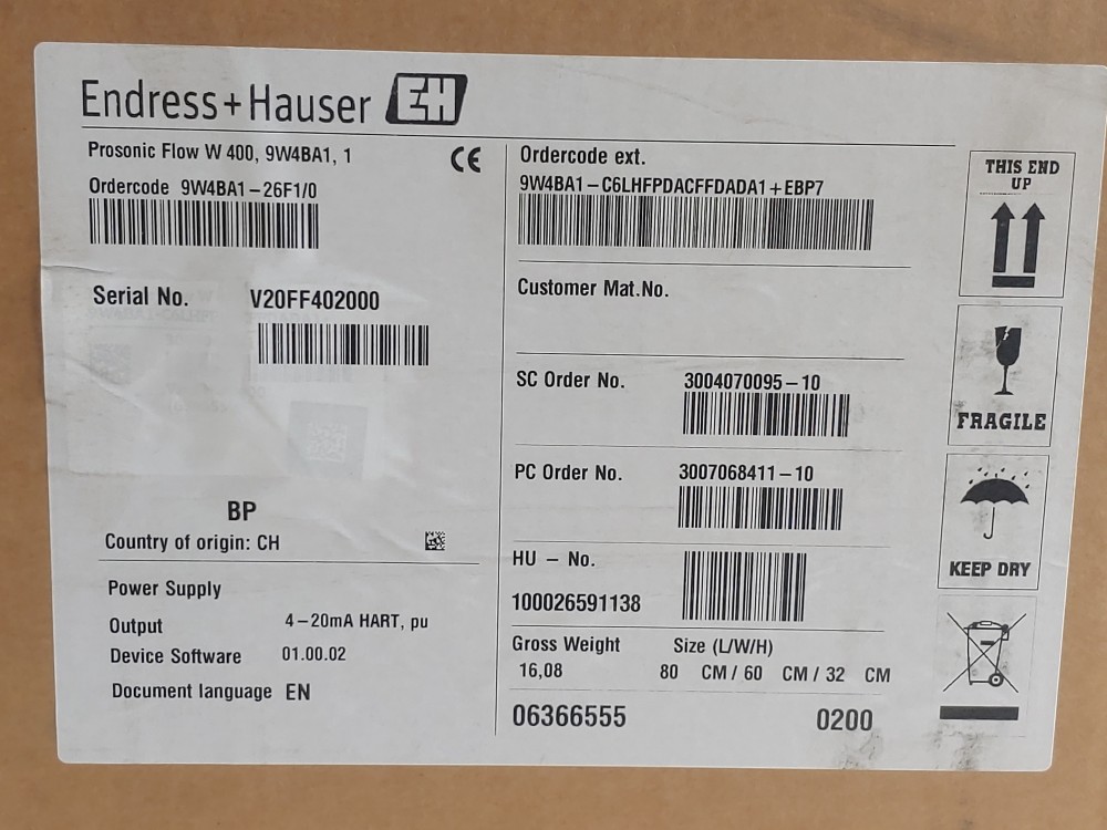 Endress Hauser Proline Prosonic Flow W400 Ultrasonic Flow Meter 9W4BA1 ...