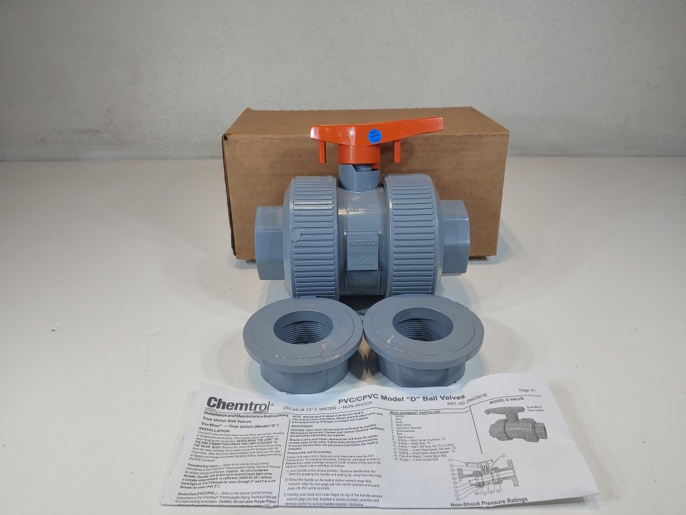Chemtrol 2" U51TB-V Manual 2-Way Ball Valve CPVC 
