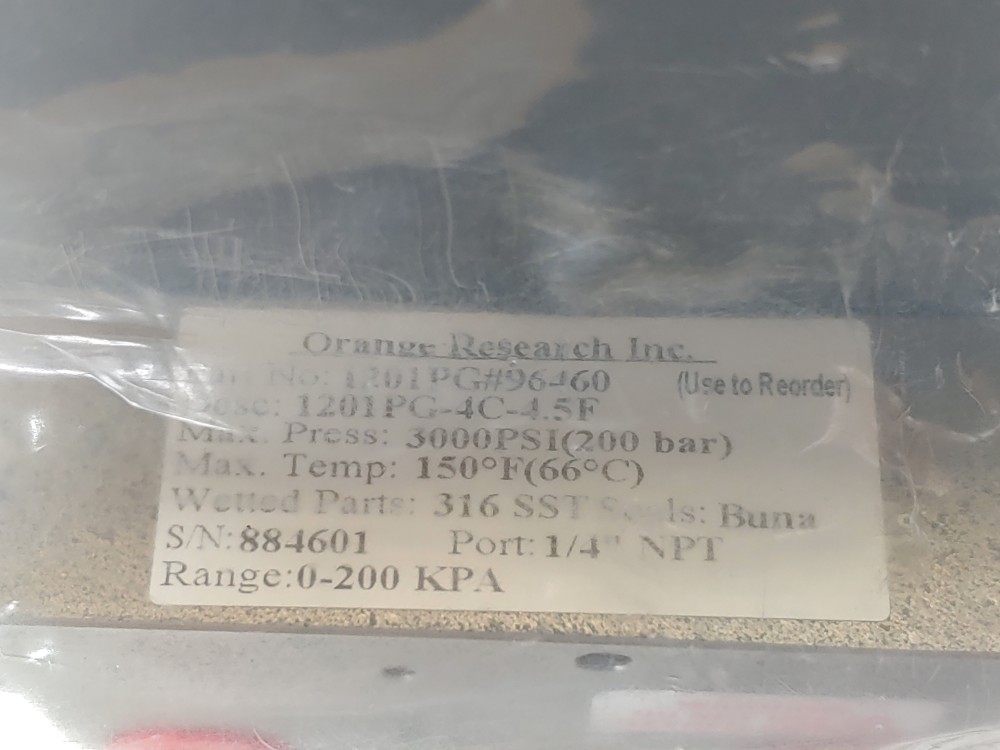 Orange Research Pressure Gauge 1201PG-4C-4.5F