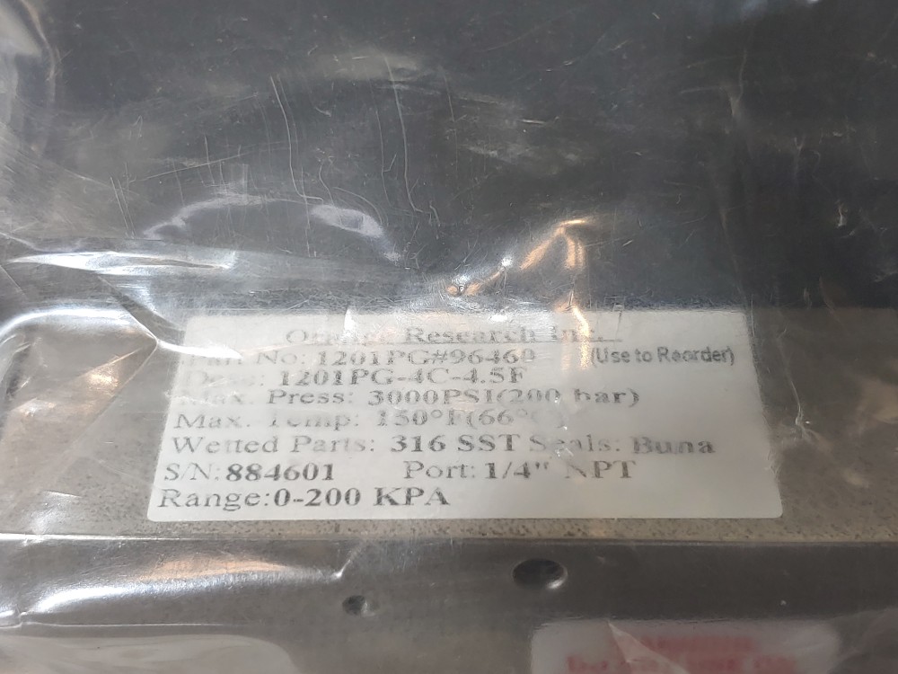 Orange Research Pressure Gauge 1201PG-4C-4.5F