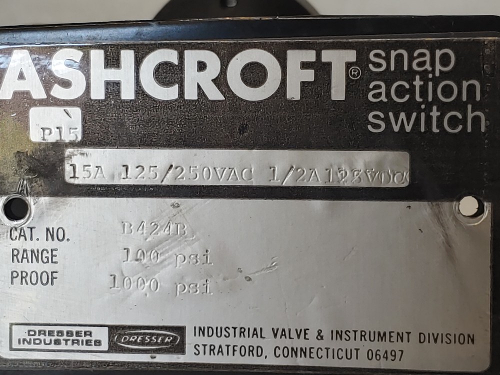 Ashcroft (Dresser) B424B Snap Action Pressure Switch 100 PSI