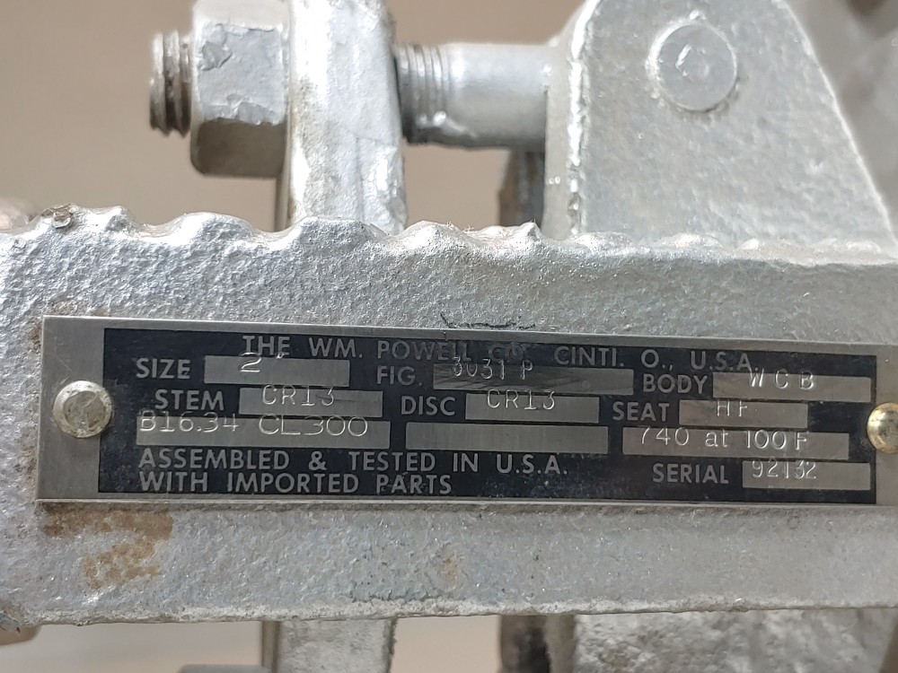 Powell 2" 300# RF 3031P WCB Flanged Globe Valve