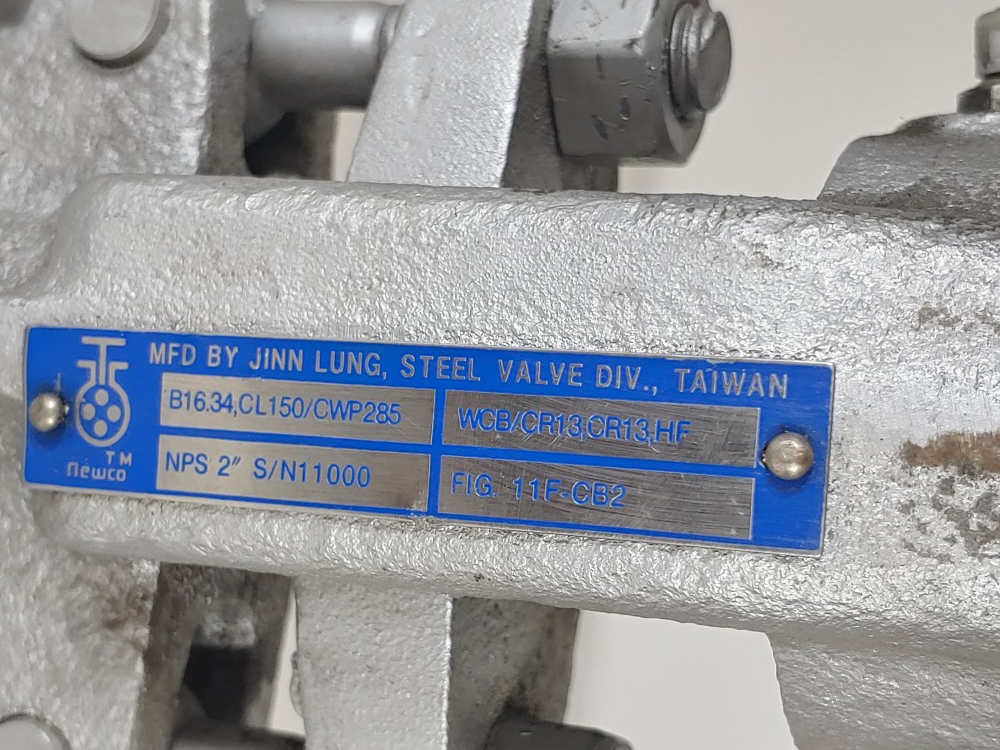 Newco 2" 150# RF WCB Flanged Gate Valve FIG: 11F-CB2