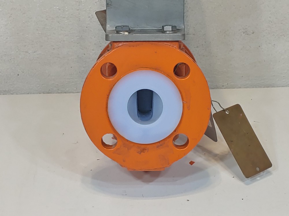 XOMOX Tufline 1-1/2" 150# PFA Lined Plug Valve w/Elomatic Pneumatic Actuator