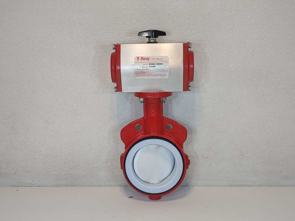 Bray Rack & Pinion Actuator 92-0830-11305-532 w/ 4" Wafer Butterfly Valve