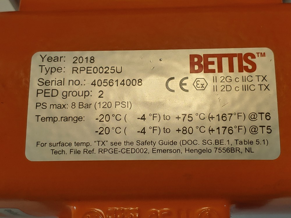 Bettis RPE0025U Valve Actuator  w/ Westlock Limit Switch, 1/2" Ball Valve