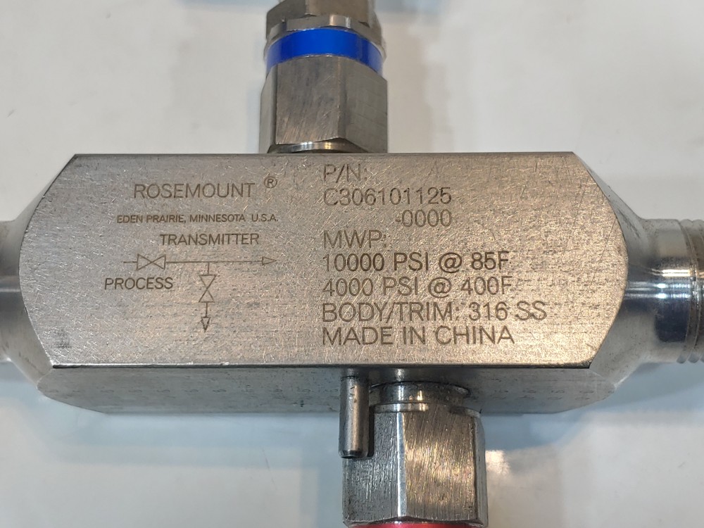 Rosemount 2-Way 1/2" 316SS C306101125-0000 In Line Manifold Valve