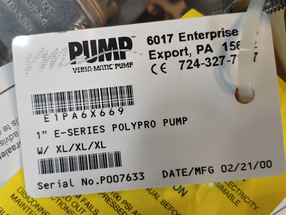 Versamatic 1" E-Series Polypro Diaphragm Pump  E1PA6X669