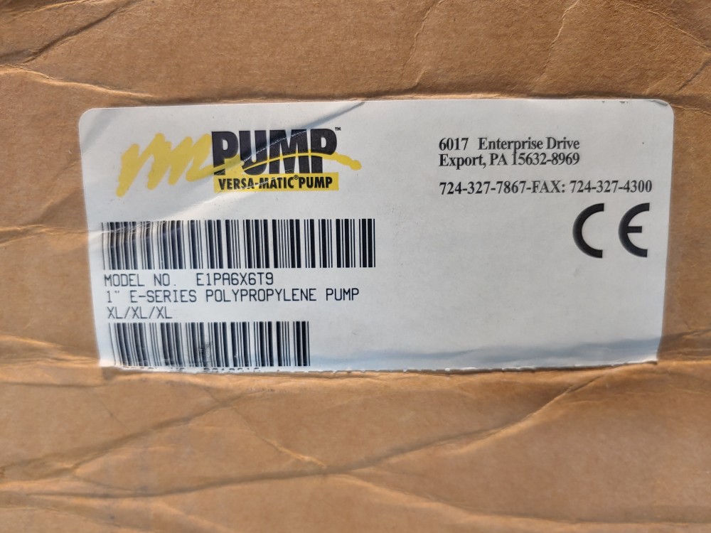 Versamatic 1" E-Series Polypro Diaphragm Pump  E1PA6X6T9