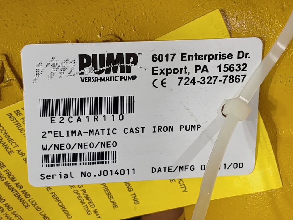 Versamatic 2" ELIMA-MATIC Cast Iron Double Diaphragm Pump E2CA1R110