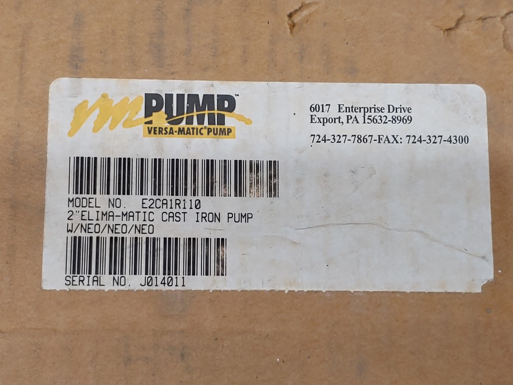 Versamatic 2" ELIMA-MATIC Cast Iron Double Diaphragm Pump E2CA1R110