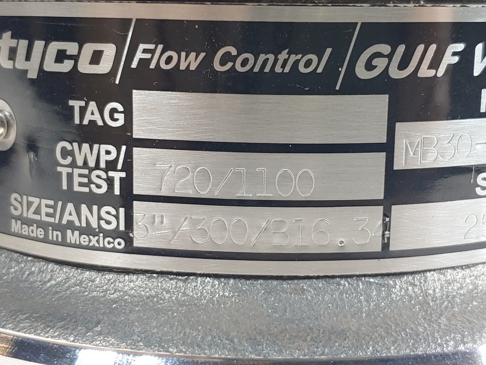 Tyco Flow Control Gulf 3" 300# Wafer Check Valve MB30-6077-WR-15W