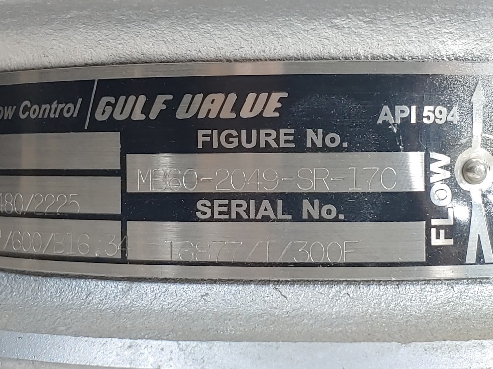 Tyco Flow Control Gulf 4" 600# Wafer Check Valve MB60-2049-SR-170