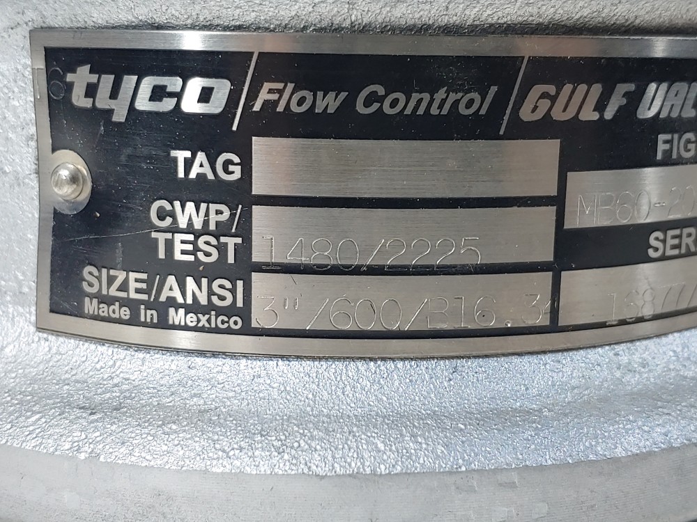 Tyco Flow Control Gulf 3" 600# Wafer Check Valve MB60-2049-SR-170