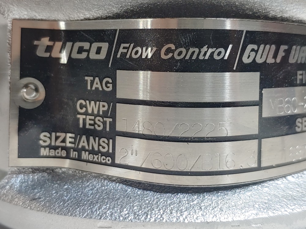 Tyco Flow Control Gulf 2" 600# Wafer Check Valve MB60-2049-SR-170