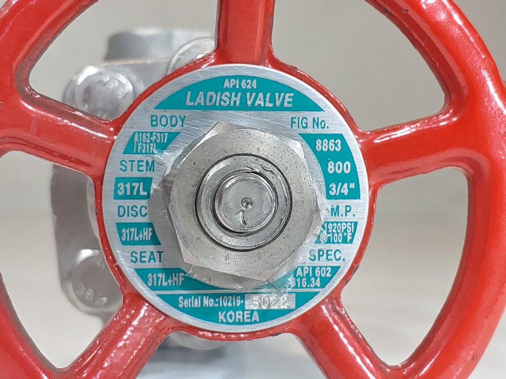 Ladish F317 FIG#: 8863I Gate Valve 3/4" 800# 