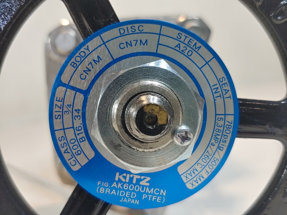 Kitz 3/4" NPT 150# CN7M Gate Valve AK600UMCN