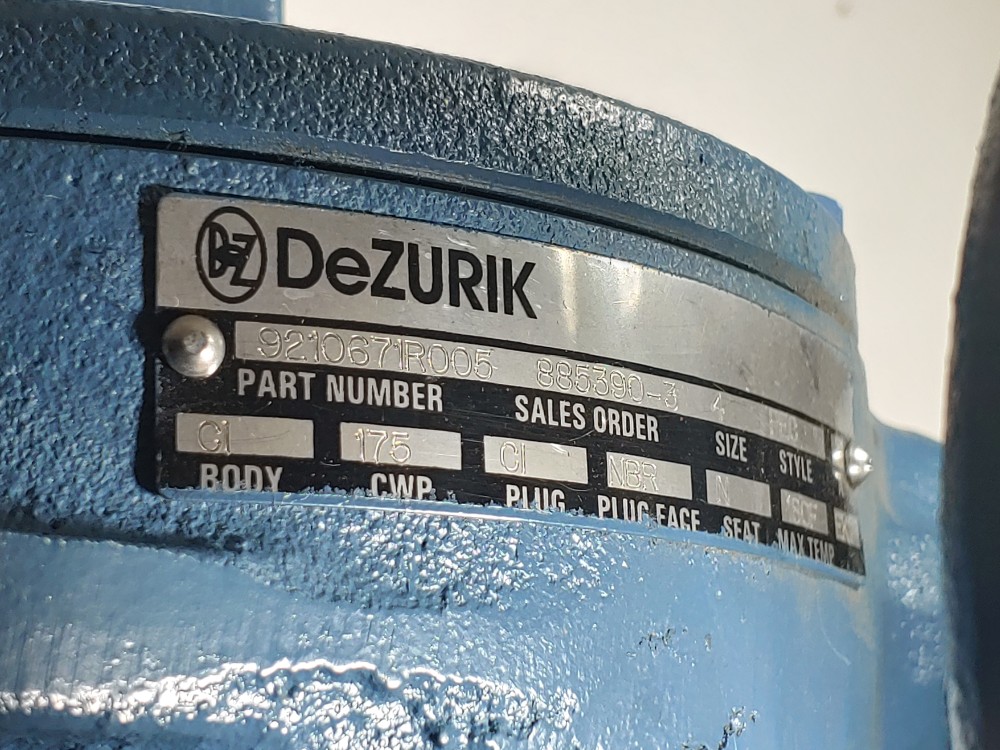 DEZURIK 99210671R005 CI NBR 4" 175# Gear Operated Flanged Plug Valve