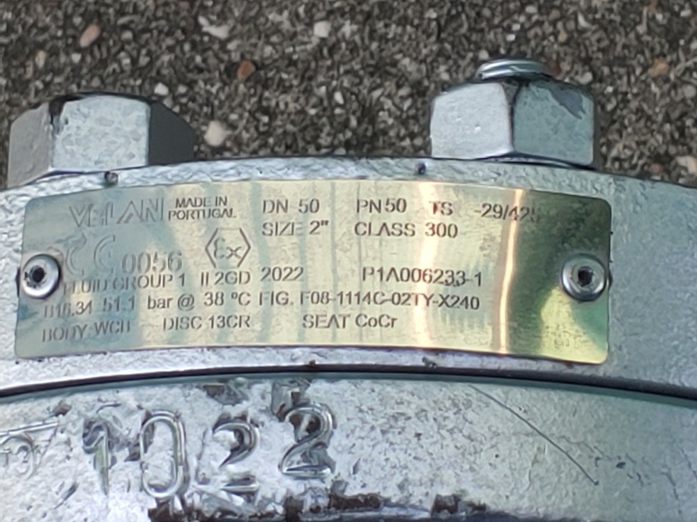Velan 2" 300# RF WCB Check Valve Fig#: F08-1114C-02TY-X240