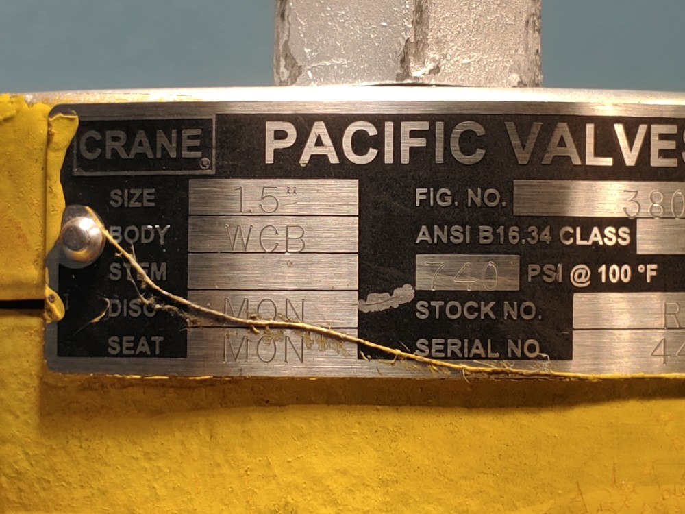 Pacific 1-1/2" 300# RF WCB/Monel Check Valve Fig: 380-HF8