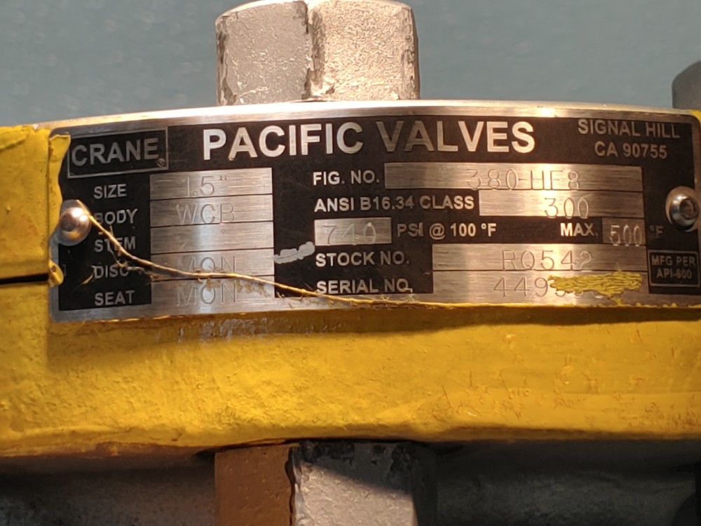 Pacific 1-1/2" 300# RF WCB/Monel Check Valve Fig: 380-HF8