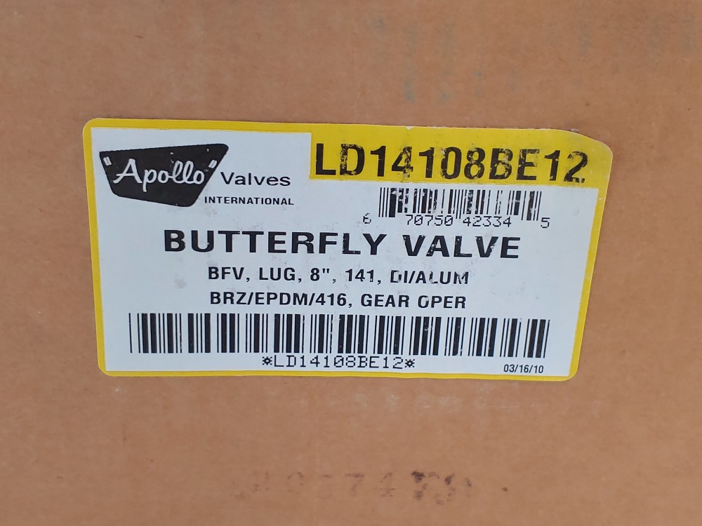 Apollo 8" Lug Wafer Butterfly Valve w/ Gear Operator LD14108BE12