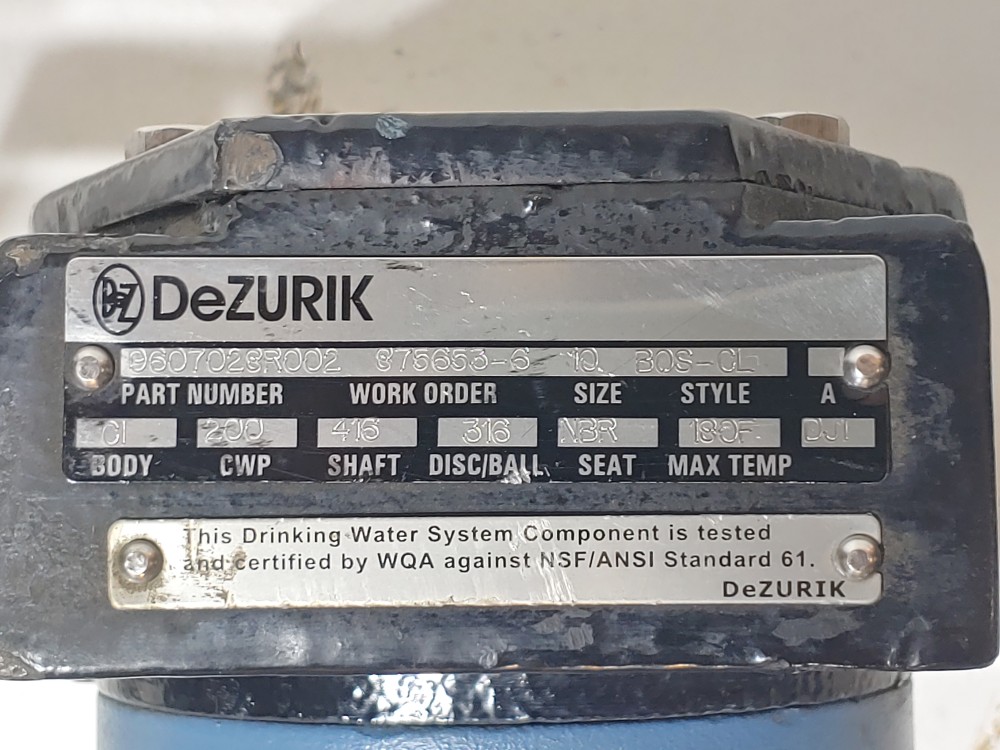 Dezurik 20" 200 CWP Lug Butterfly Valve DI/CF w/ Gear Operator 9607025R002