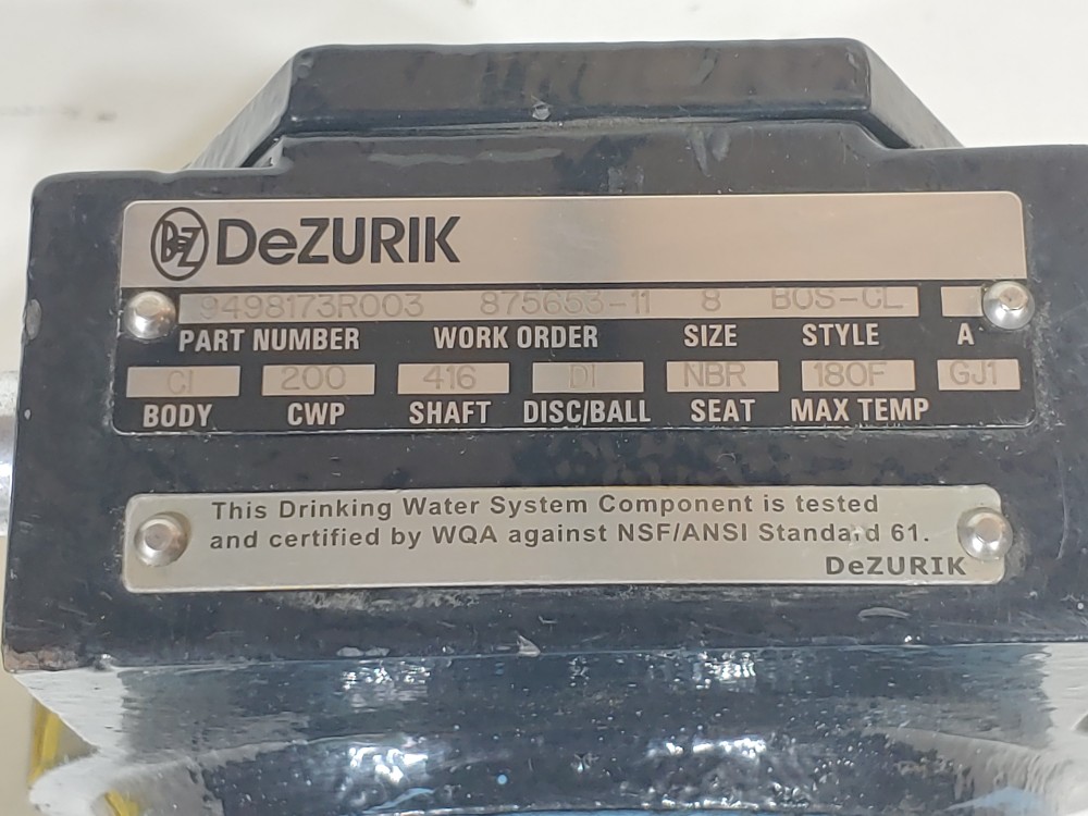 Dezurik 8" 200 CWP Lug Butterfly DI w/ Gear Operator 9498173R003