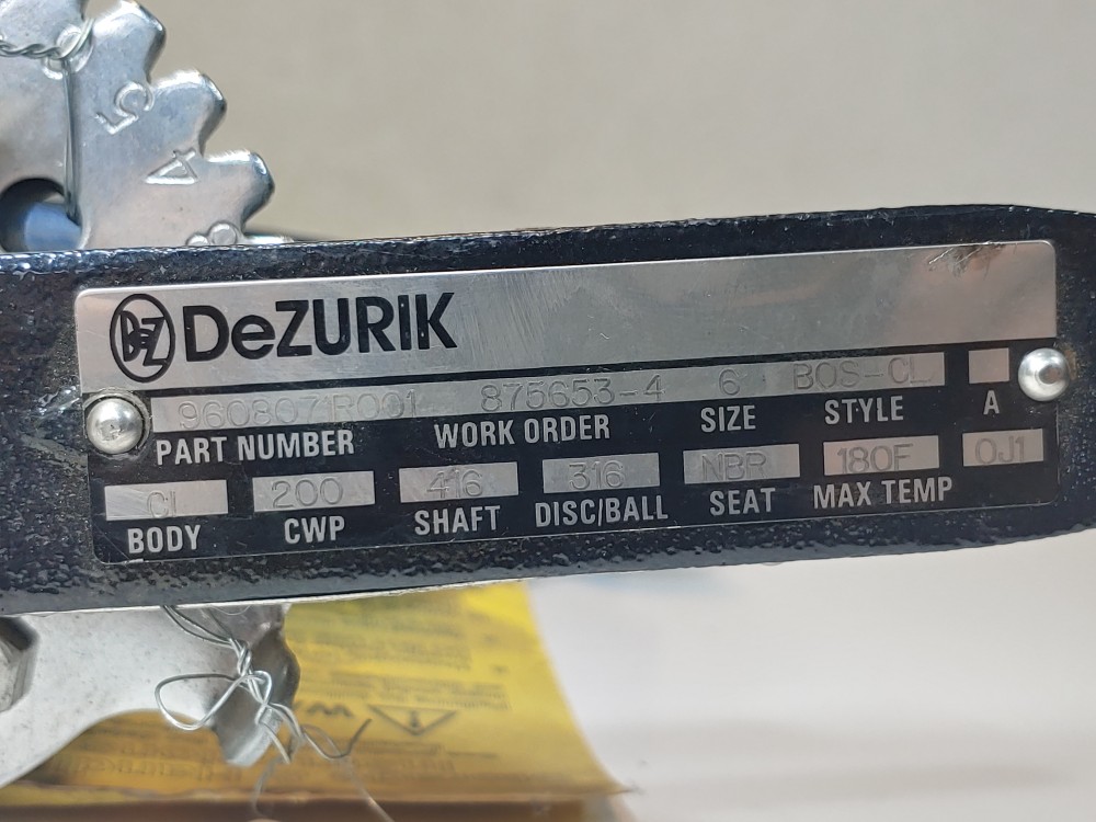 Dezurik  6" 200 CWP CI/CF8M Lug Butterfly Valve PN 9608071R001