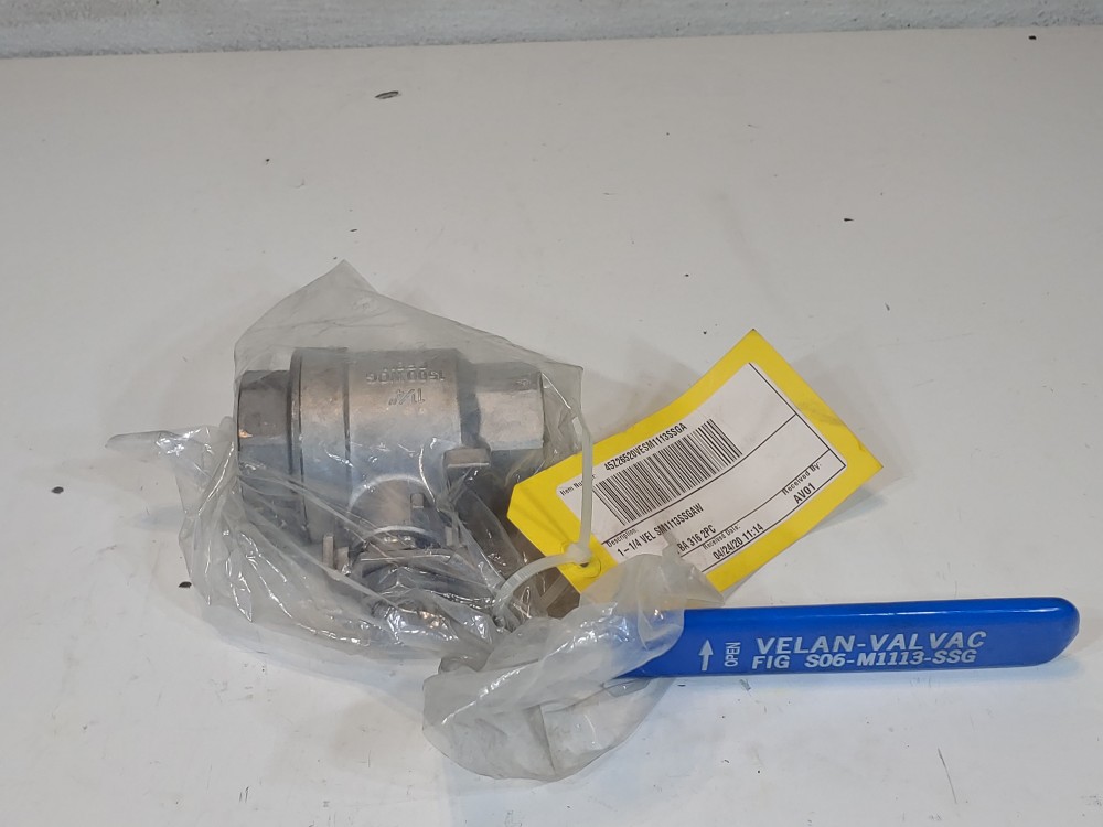 Lot of (2) Velan 1-1/4" 1500 WOG Thrd 2-PC RP CF8M Ball Valve SO6-M1113-SSG