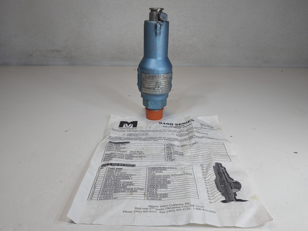 Mercer  1"MNPT X 1" FNPT 275 Set Pressure  Safety Relief Valve PN: 91-17D51V09E1