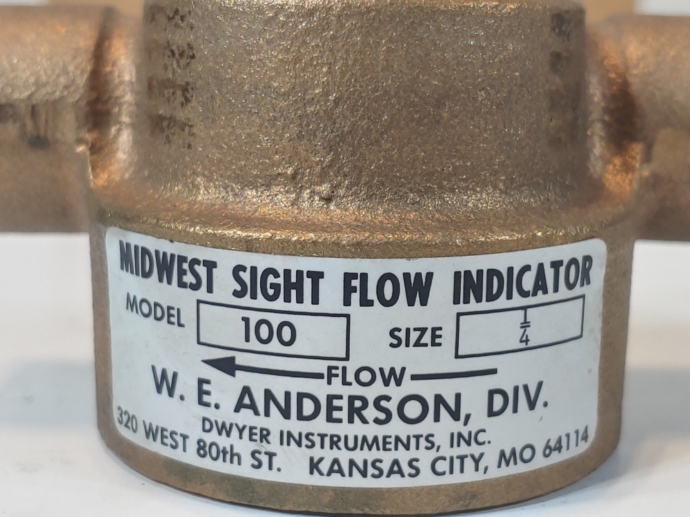 W.E. Anderson Dwyer #100 1/4" NPT Bronze Midwest Sight Flow Indicator W/ Rotor 