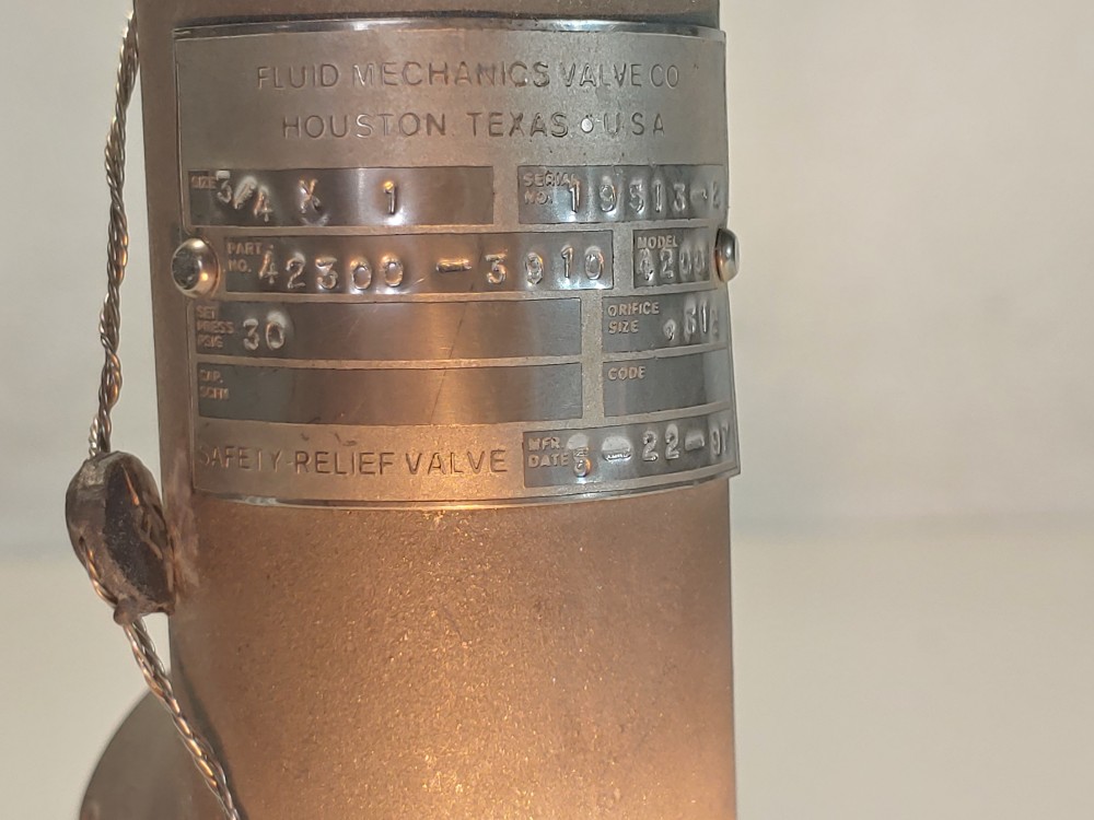 Fluid Mechanics 3/4" X 1" Pressure Valve 30PSIG