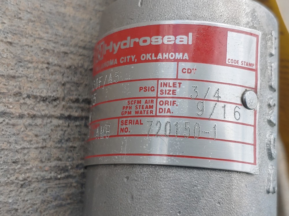 Hydroseal 3FXV0F/A5 Safety Pressure Relief Valve 