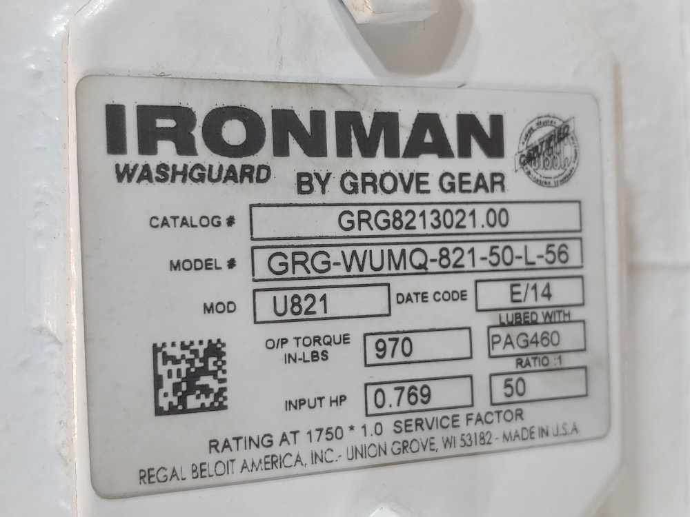 Grove Ironman Gear Reducer GRG-WUMQ-821-50-L-56 Ratio 50:1
