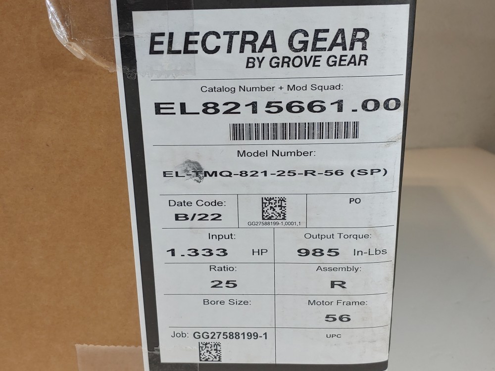 ELECTRA-GEAR EL-TMQ-821-25-R-56 (SP) Ratio: 25:1 Iron Worm Gear 