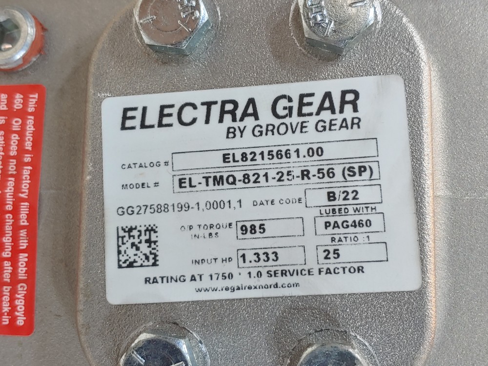 ELECTRA-GEAR EL-TMQ-821-25-R-56 (SP) Ratio: 25:1 Iron Worm Gear 