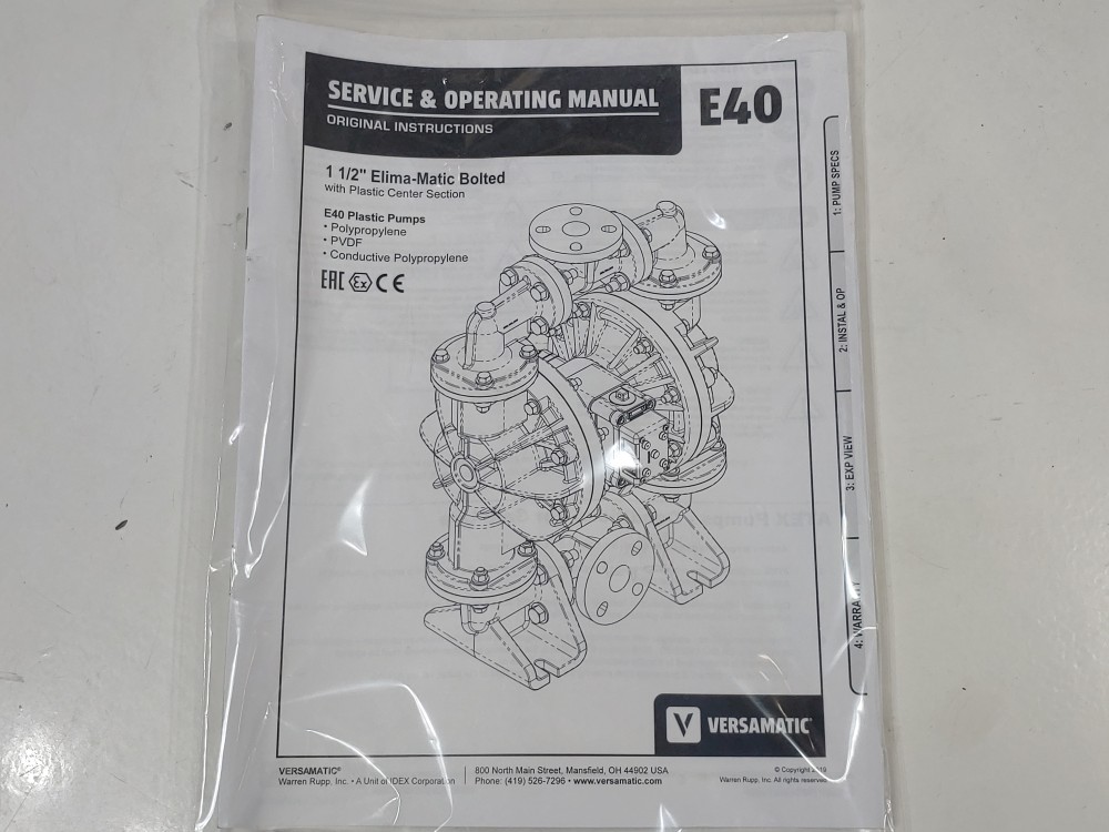 Versamatic 1-1/2" Air-Operated Double Diaphragm Pump E40PP5T559A