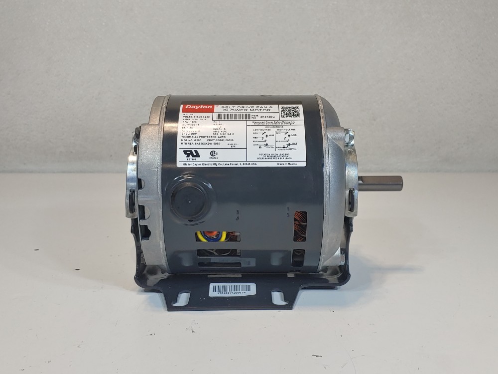 Dayton Belt Drive Fan & Blower Motor HP1/6, RPM 1725, PN: 3K613BG