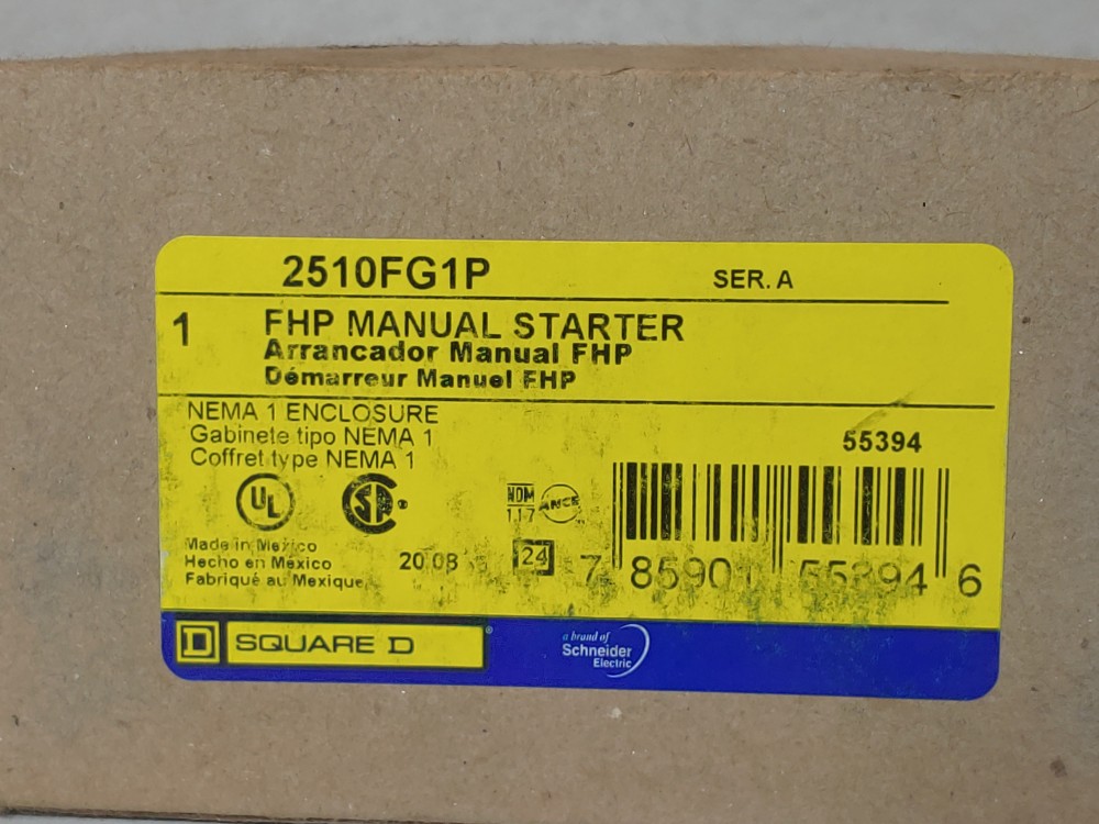 Square D Manual Motor Stater 2510FG1P Thermal Protection Toggle Switch