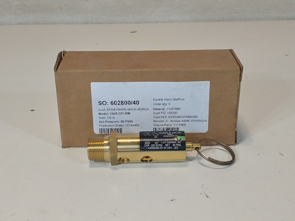 Kunkle 1/2" Safety Air Pressure Relief Valve Model#: 0548-C01-KM
