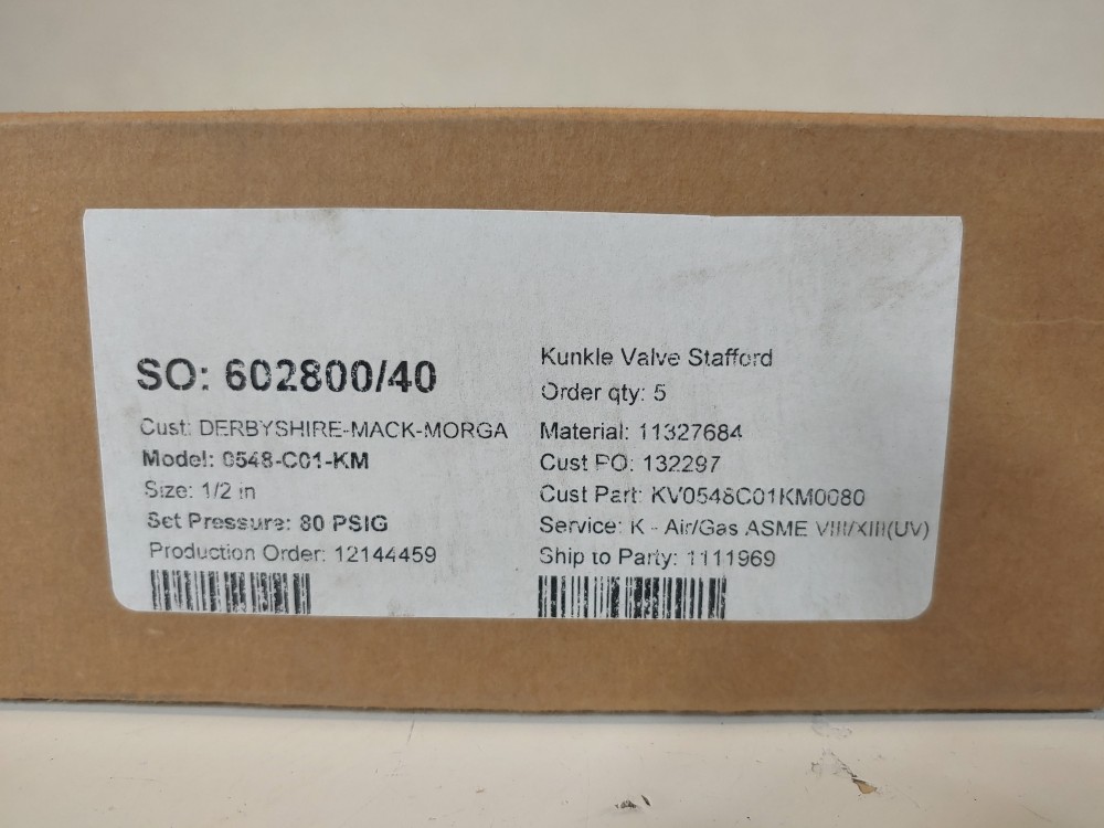 Kunkle 1/2" Safety Air Pressure Relief Valve Model#: 0548-C01-KM