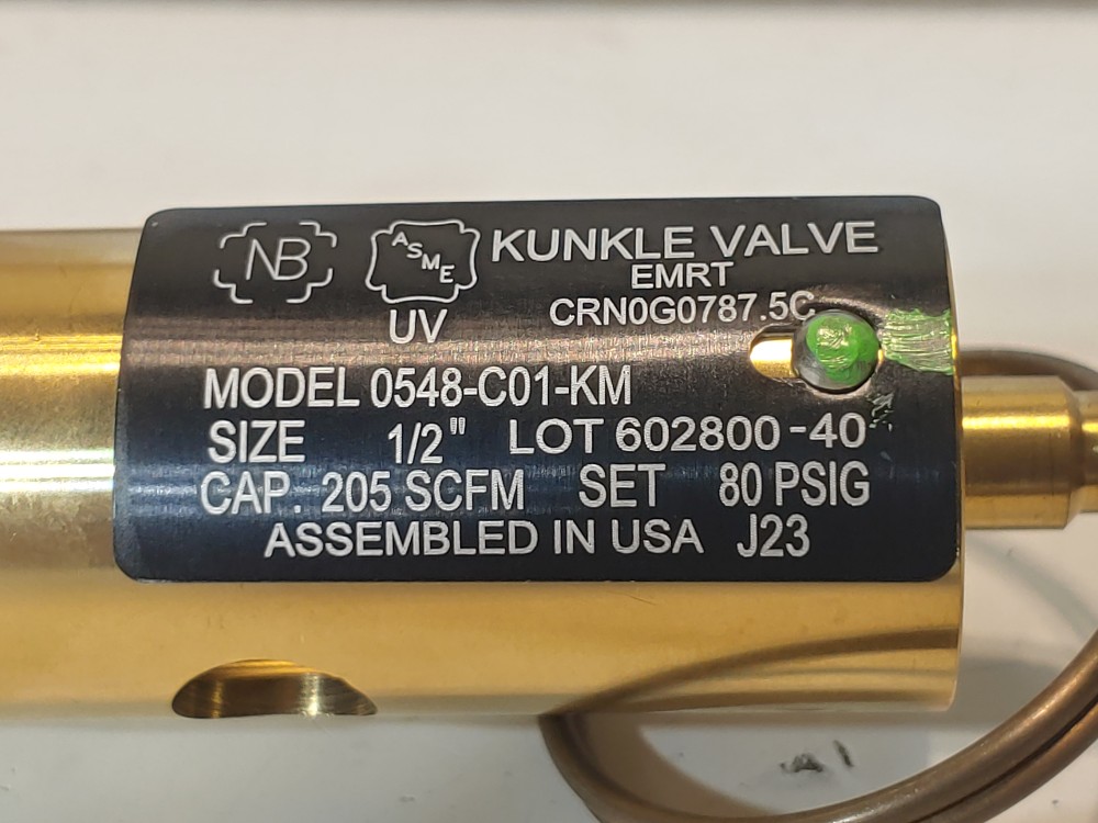 Kunkle 1/2" Safety Air Pressure Relief Valve Model#: 0548-C01-KM