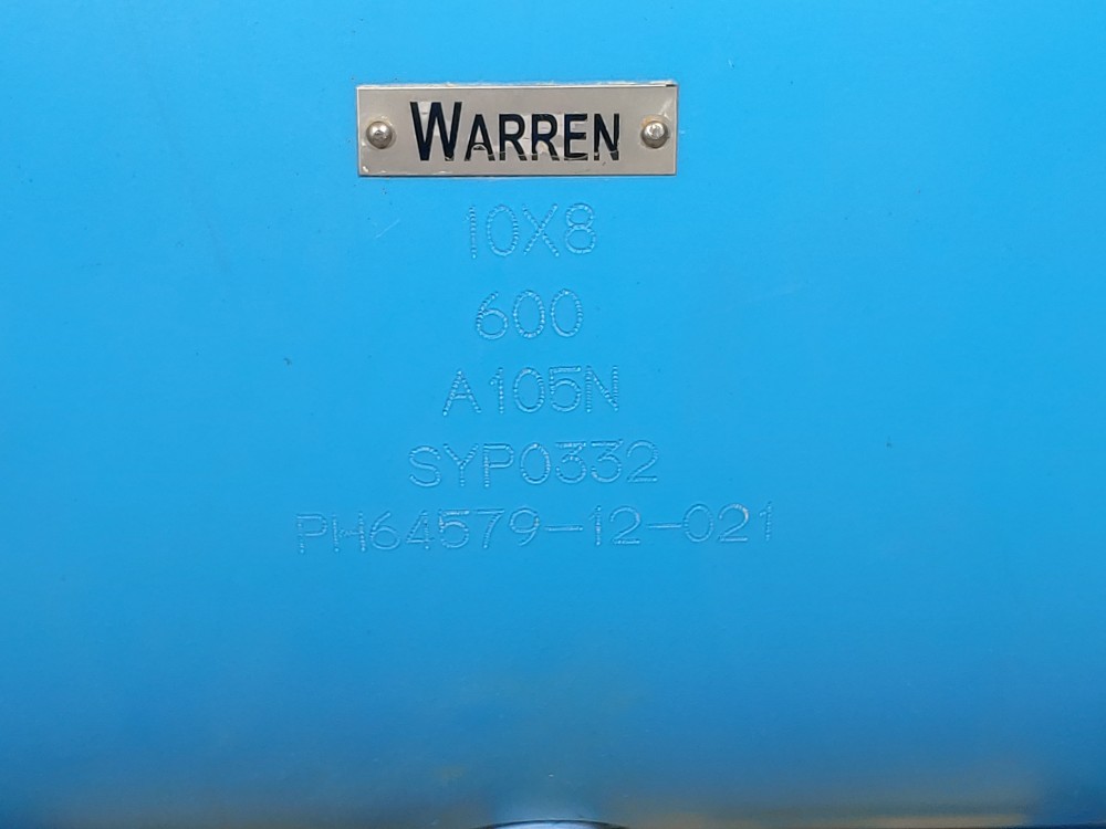 Warren Ponhan 10 "X 8" 600# RF Trunnion Ball Valve A105 Fig#: 5605-T35DHRG