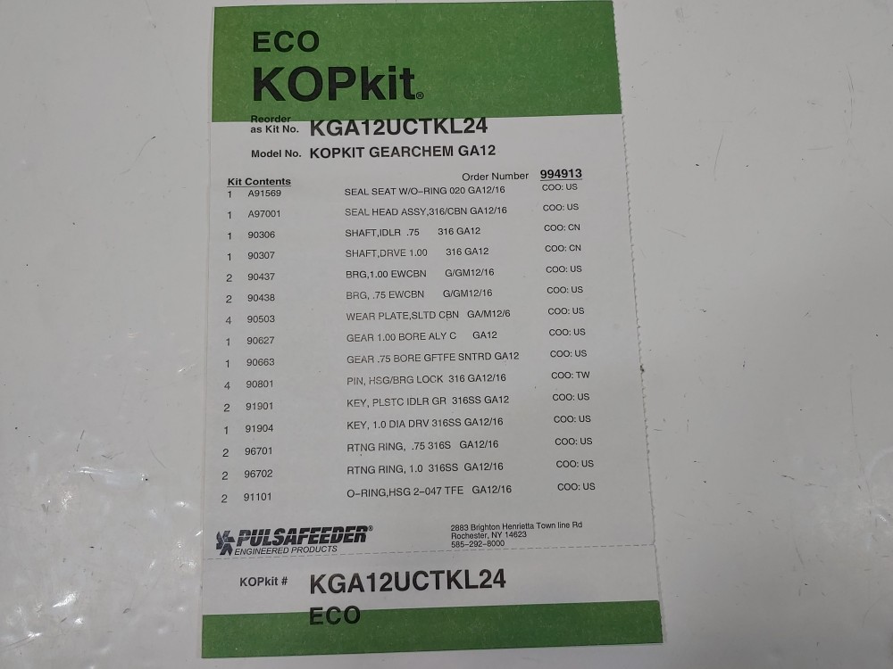 Pulsafeeder Isochem KOPKit Model#: KGA12UCTKL24 - ECO
