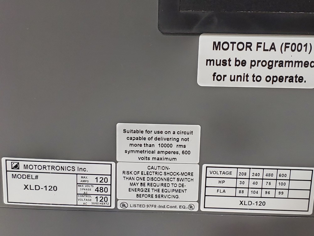 Motortronics Solid State AC Motor Control w/XLD-120-E XLD Digital Soft Starter 